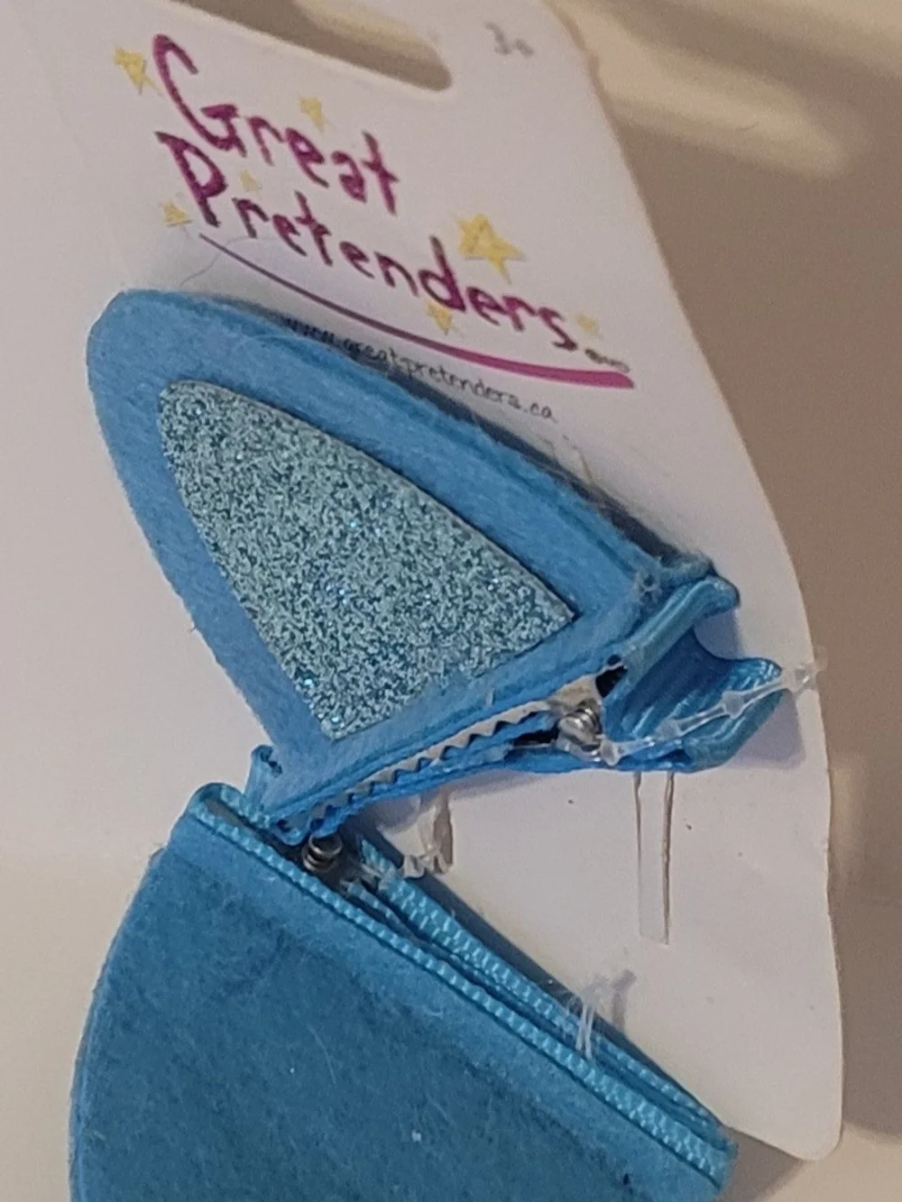 Great Pretenders Light Blue Glitter Cat Ear Hair Clips Costume Dress Up NIP 8805